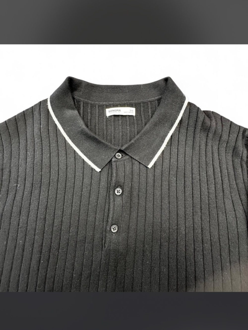 Sonoma Black Polo with White Contrast Trim